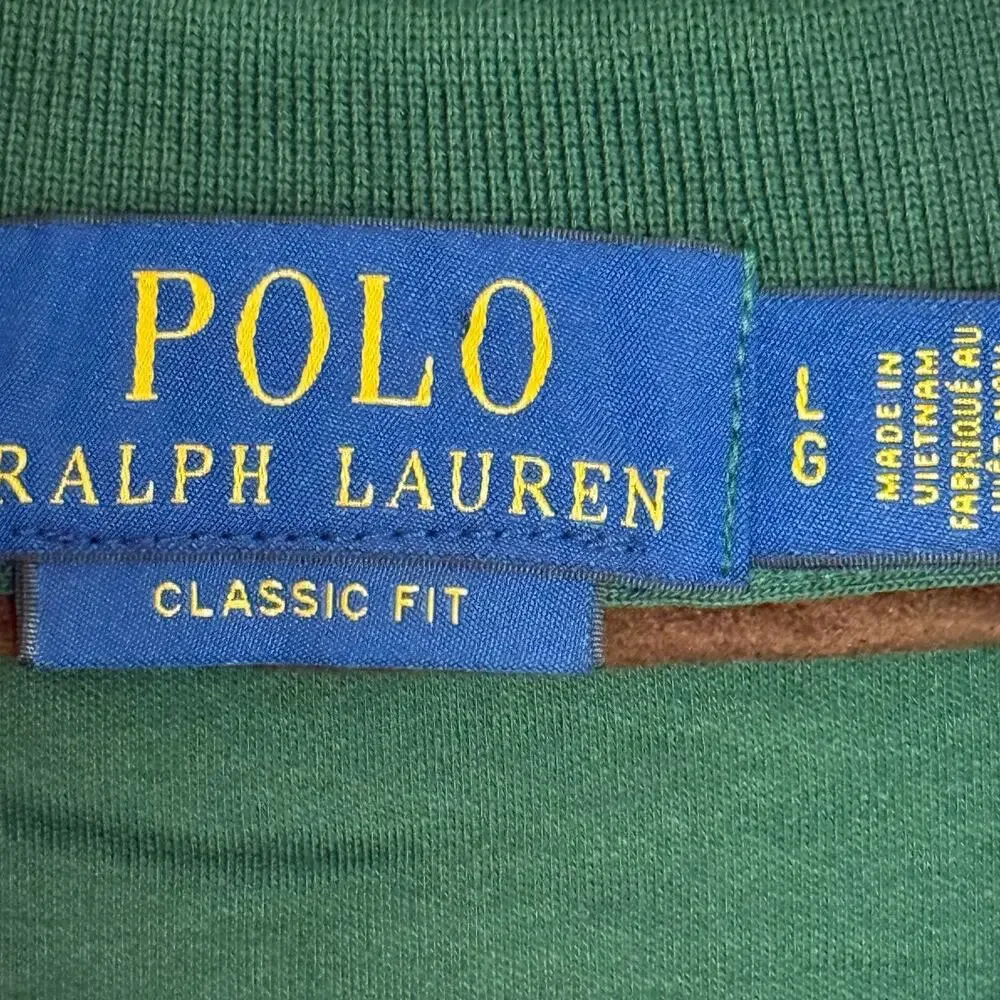 Polo Ralph Lauren Polo Shirt Mens Large Green Long Sleeve Classic Fit Pony NEW